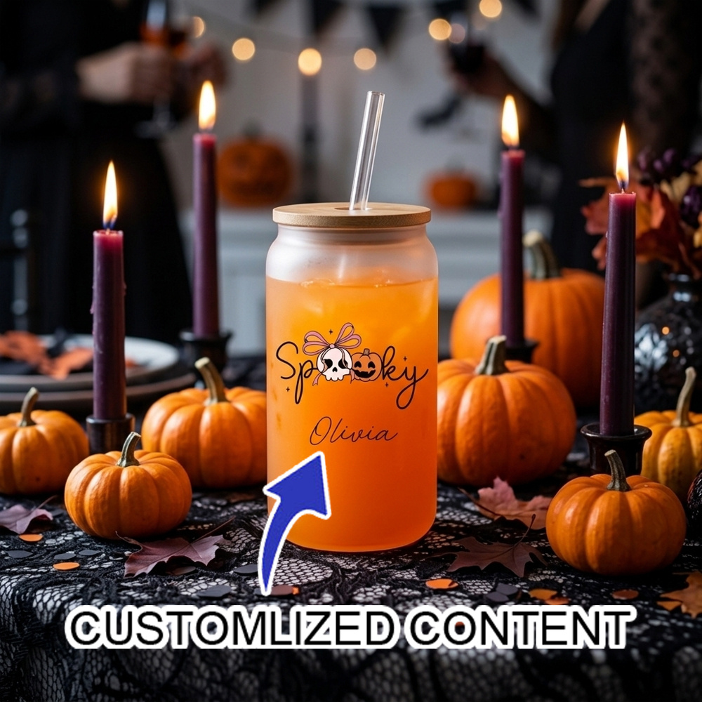 Coffee Equipment For Camping - Szklany kubek na Halloween z własnym